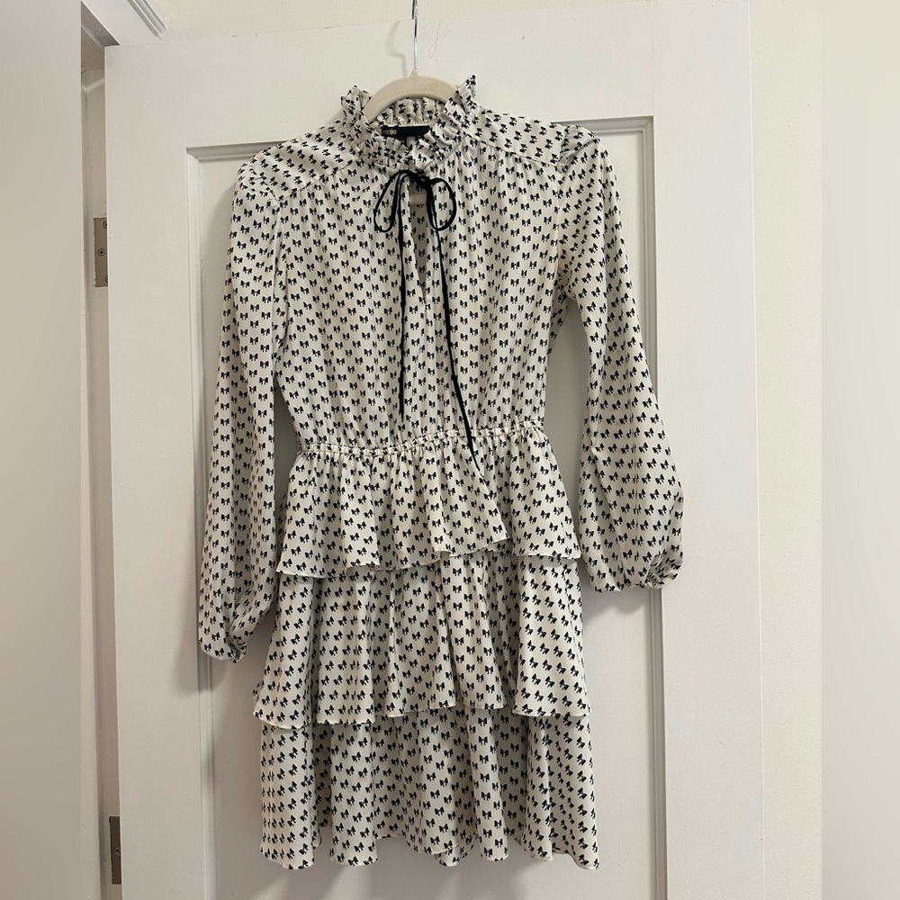 Maje black and white bow dress. Size 34